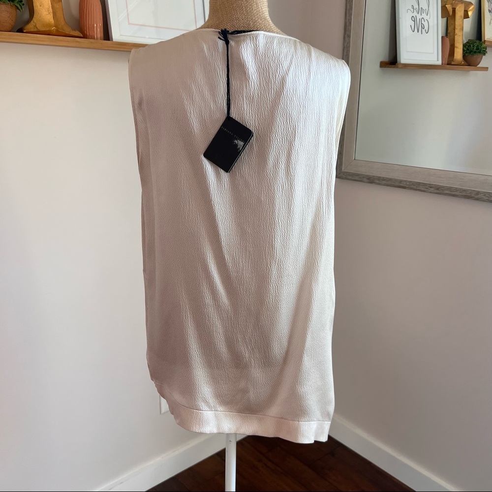 Fabiana Filippi High Neck Champagne Silk Sleeveless Blouse - Picture 9 of 15
